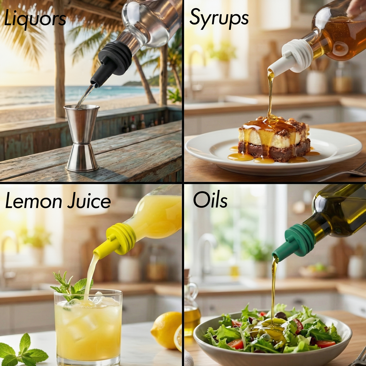 ZPOUR Yellow Liquor Pour Spouts – 6 Pack | Precision Bar Bottle Pourers