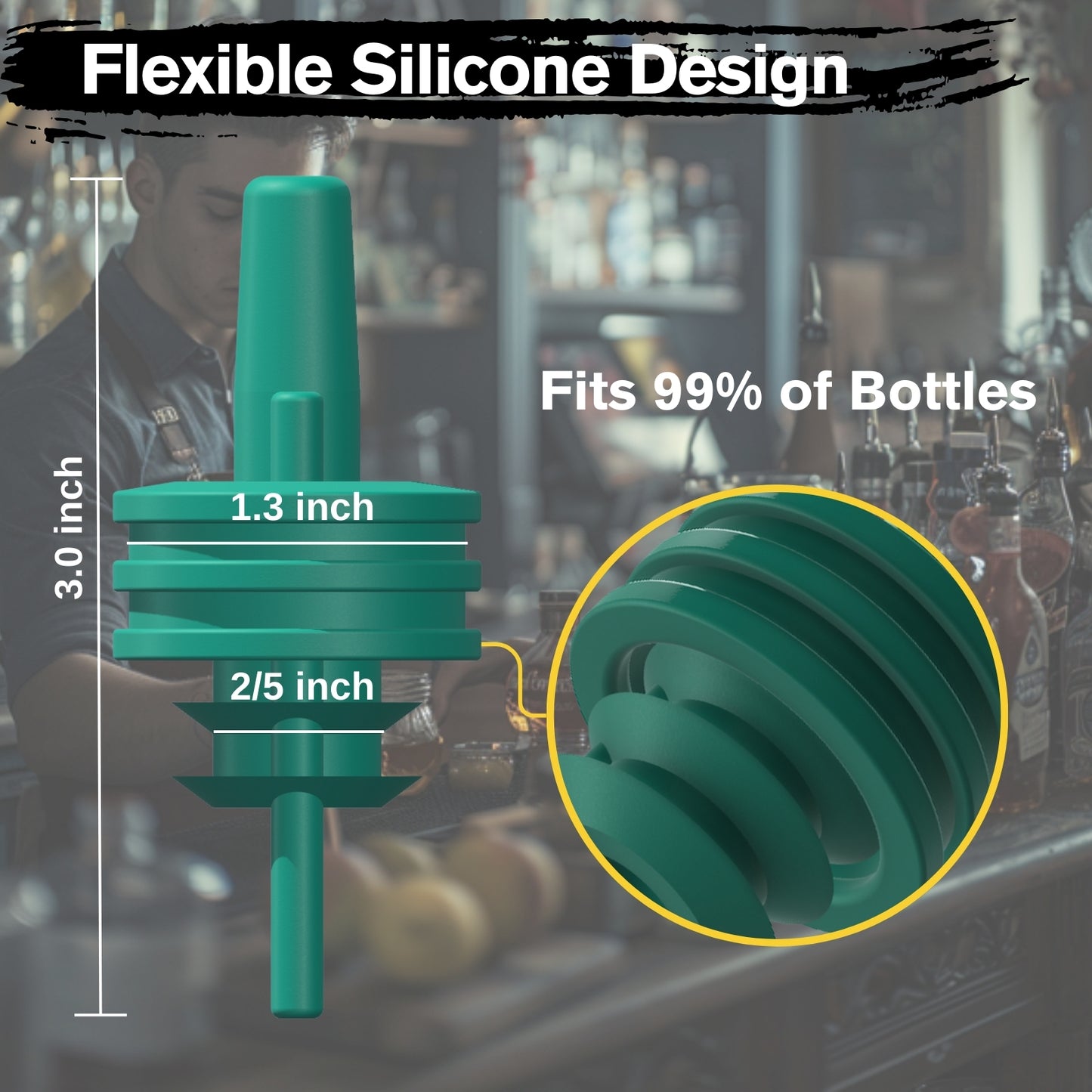 ZPOUR Green Liquor Pour Spouts – 6 Pack | Precision Bar Bottle Pourers