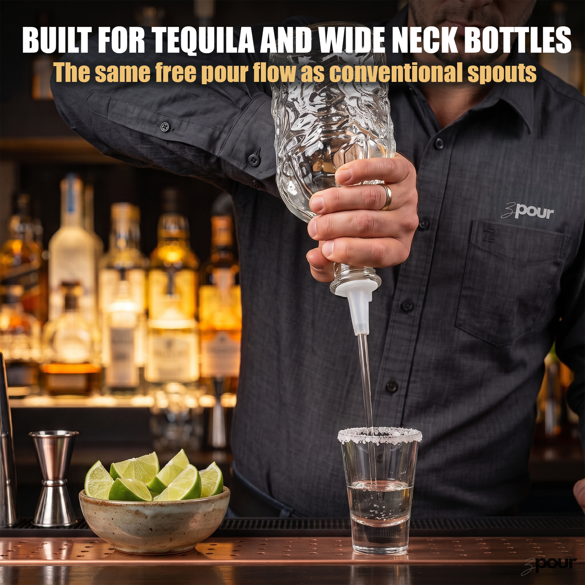 ZPOUR® Wide Neck Tequila Pour Spouts – 6 Pack