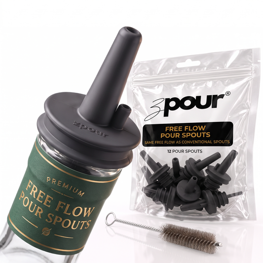 ZPOUR® Black Free Pour Spouts – 12 Pack | Same Free-Pouring Flow as Conventional Metal Spouts