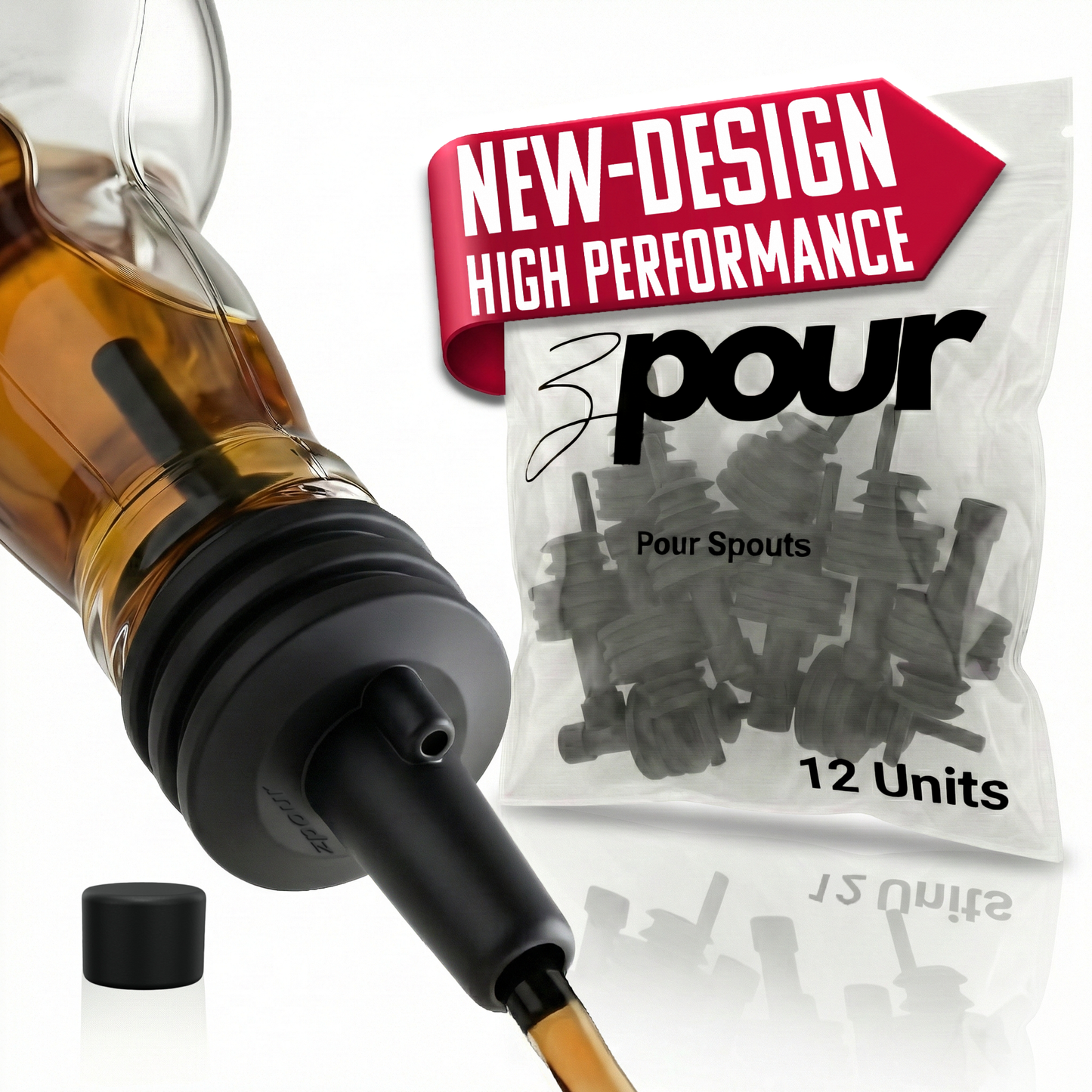 ZPOUR Black Liquor Pour Spouts – 12 Pack | Precision Bar Bottle Pourers